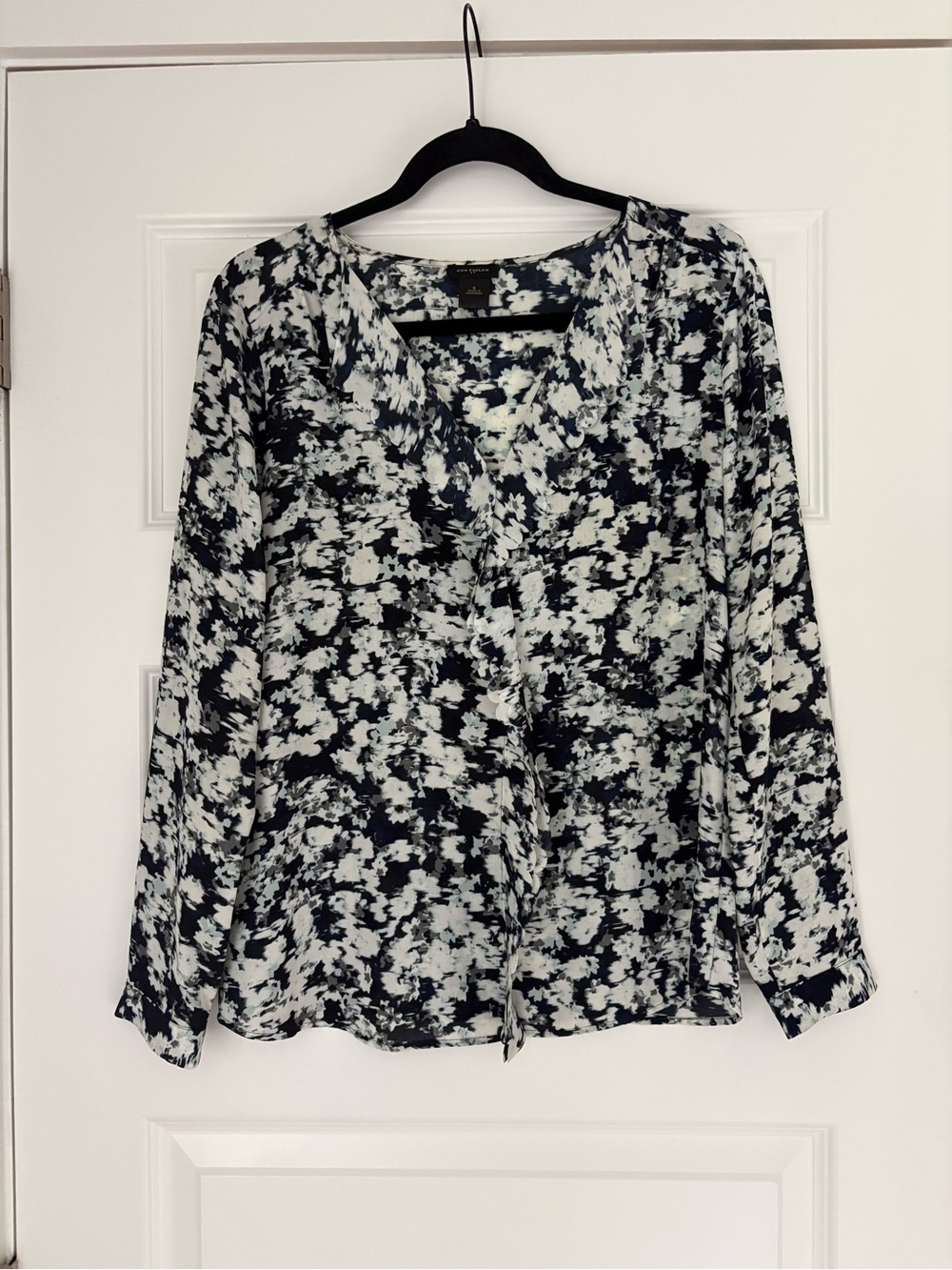 Ann Taylor Abstract Print Draped Blouse